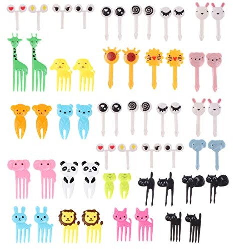 YUUSIKCO 60 Piezas Mini Tenedores De Fruta Para Niños Kawaii Pinchitos Infantiles