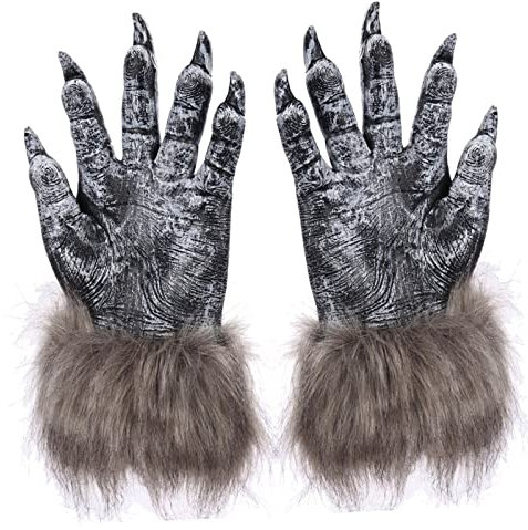 Amagogo 1 Paar Halloween Wolf Handschuhe Werwolf Kostüm Fäustlinge Geschenk Lange Nägel Krallenhandschuhe für Zubehör Cosplay Unisex Rollenspiele Kostüme