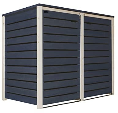 Mülltonnenbox 240L Mülltonnenverkleidung Mülltonnecontainer Holz imprägniert in anthrazit, Pfosten naturbelassen mit Rückwand (2 Tonnen anthrazit-Natur (AN))