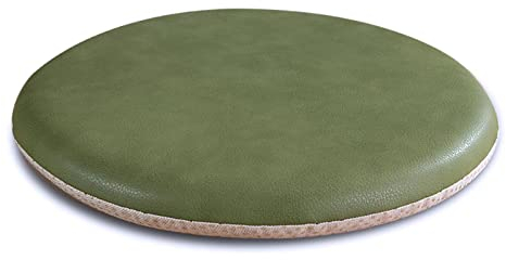 ZIBENE Stuhlkissen Rund 35cm, Sitzkissen Stuhl Dicke Polsterung, Stuhlkissen 35x35 Ohne BäNder, Wasserdicht Leder Sitzpolster Gartenstuhl Outdoor SonnenbestäNdig Keine Notwendigkeit Zu Waschen Grün