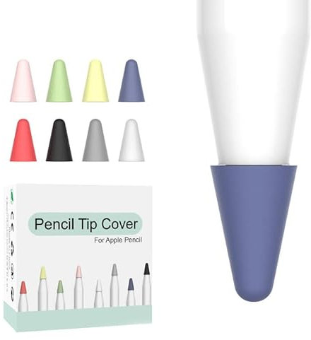 Apple Pencil Spitzen,8er-Pack Kappe für Apple Pencil 1.und 2. Generation Silikon Schreibfedern Schutzhülle Kompatibel mit 1. und 2. Generation Rutschfeste iPencil Tips für iPad Pro Muticolor