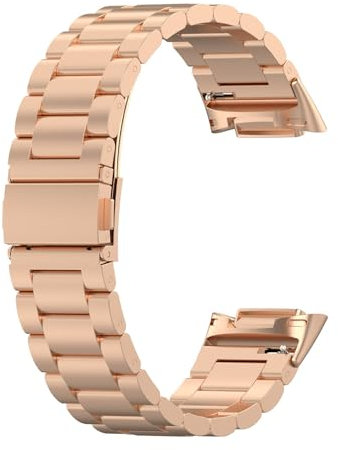 Straps Compatible with Fitbit Charge 6 Strap, Metal Stainless Steel Wristband Replacement Business Band for Fitbit Charge 5 /Charge 6 Activity Tracker (Rose Gold)