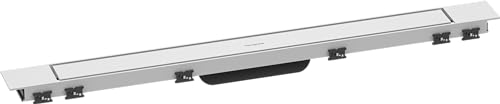 hansgrohe RainDrain Match Plus - Fertigset Duschrinne, Abflussrinne 800mm, Bodenablauf Dusche mit höhenverstellbarem Rahmen, Mattweiß