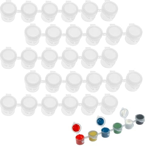 Pots de Peinture Vides, Bandes de Peinture Vides, Bande de Rangement Peinture, Mini Pots de Peinture, Pots Bandes de Peinture Vide, Contenants de Peinture, pour Salles de Classe, 5ML, 30 pièces