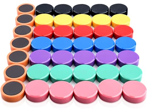 48 Stück Magnete Stark, Magnete für Magnettafel Starke Magnet für Whiteboard, Memotafe Rund Bunt Dekorative Magnet Klein Bunt Kühlschrankmagnete für Pinnwand, Klassenzimmer, Foto