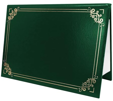 GraduationMall Diploma Cover Certificate Holder with Gold Foil Border for A4 Award Paper Classic Smooth Forest Green