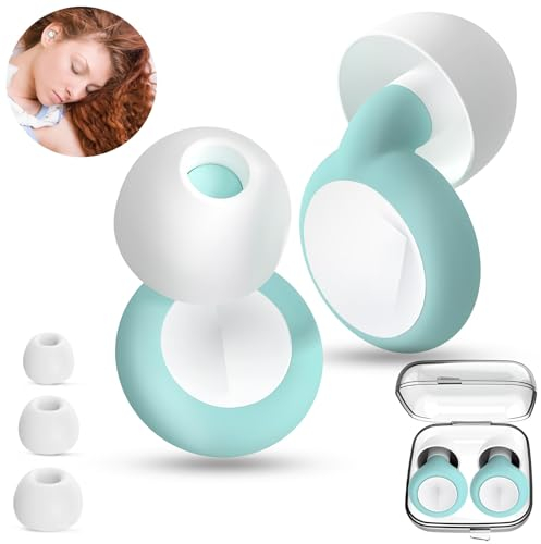 OUVESTA Set de 2 Tapones oídos ruido dormir de silicona + 6 almohadillas de diferentes tallas| Tapones oído para la cancelación de ruido. (Verde/Blanco)