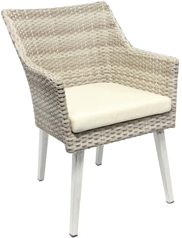 BrackenStyle Rochelle Rattan Weave Indoor Dining Chair, Brown Weave | Cream Cushion