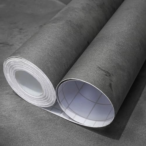 WAPANE Vinilo Adhesivo de Pared Estilo Cemento – Papel Pintado Autoadhesivo con Acabado Moderno, Perfecto para Decorar Dormitorios, Salones y Espacios de Trabajo, Gris Oscuro, 40cm x 457cm