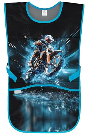 Baagl Kinderschürze Mädchen Jungen Kochschürze Kinder, Schürze Malschürze Bastelschürze für Kinder (Motorrad)