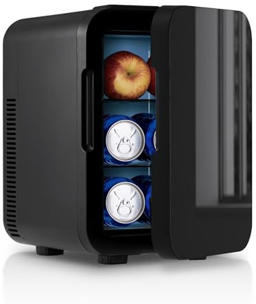 TUKAILAi Mini Fridges for Bedrooms 10L Portable Small Fridge, AC/DC Power Quiet Cooler & Warmer for Skincare Food Drinks, Small Fridges Low Noise Quite for Bedroom Car Office Travel (Full Black, 10L)