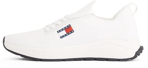 Tommy Jeans Runner Sneaker Hombre Knitted Low Top, Blanco (Ecru), 41