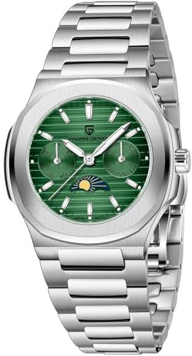 Pagani Design PD1786 Damen-Quarzuhr, multifunktional, Chronograph, Mondphase, automatisches Datum, Woche, Armbanduhr