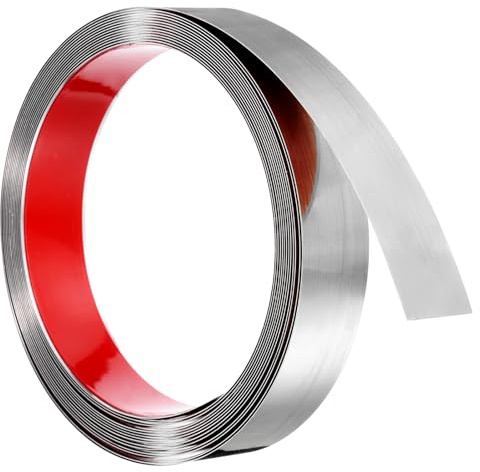 sourcing map Moulure murale autocollante en acier inoxydable avec finition brossée métallisée pour décoration d'intérieur, 6 m x 3 cm, argenté