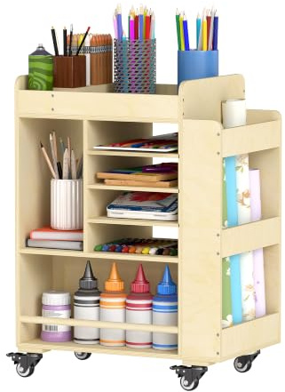 lesolar Art Storage Cart,Multifunctional Trolley Organizer,Mobile Bookshelf with Wheel,DIY Utility Cart with Paper Storage Shelf,Art Supply Cart for Storing Brushes,Paint,Sewing Box