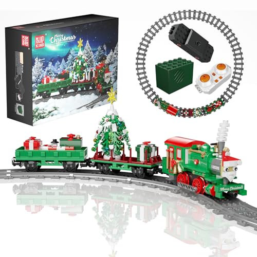 Mould King 12039 Weihnachten Zug Bausteine Weihnachtszug Elektrisch Klemmbausteine APP Ferngesteuert und Sound mit Schienen Bausteine Geschenk für Jungen Mädchen(922 Teile)