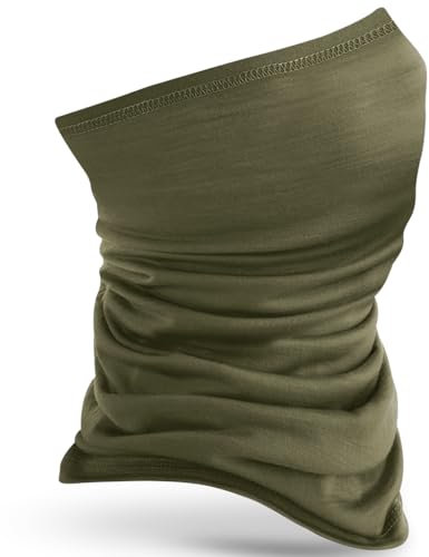 Merino Wool Multi-Purpose Headwear - Breathable, Quick-Drying, Anti-Bacterial, and Odor Resistant - Available in Black, Military Green, and Steel Blue (Green)