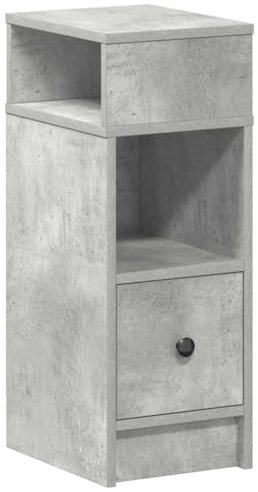 vidaXL Nachttisch mit Schublade Betongrau 25x31x66 cm, Nachtschrank, Nachtkommode, Betttisch, Nachtkonsole, Bettschrank, Beistelltisch Schlafzimmer