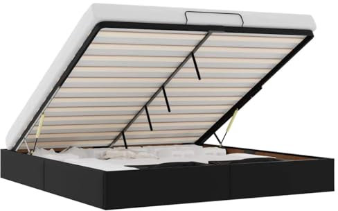 vidaXL Ottoman-Bett ohne Matratze Schwarz 200x200 cm Kunstleder, Bettrahmen, Bettgestell mit Stauraum, Polsterbett, Bettgestell