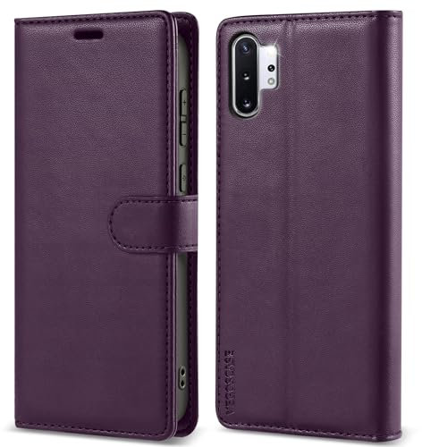 VEGOSCASE Coque pour Samsung Galaxy Note 10 Plus, Etui Housse en Cuir PU, Pochette de Portefeuille, Étui de Protection avec Blocage du Signal RFID pour Galaxy Note 10 Plus, Violet