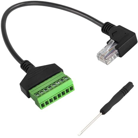 RUNCCI-YUN RJ45 Stecker auf 8 Pins Schraubklemmenblock Adapter, RJ45-Kristallstecker Kabel auf 8 Pins,RJ45-Stecker auf 8P 8C 8Pin Ethernet-Anschluss für CCTV DVR Cat6 Cat5 (30cm Rechtsbiegung)