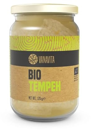 VanaVita Tempeh BIO 175 g, Alternativa Vegetale alla Carne e al Formaggio, a Basso Contenuto di Sale, ad Alto Contenuto Proteico, Tempeh di Soia Già Pronto ((Confezione da 6))
