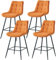 JYMTOM Tabouret de Bar Haut, Lot de 2, Chaise de Bar avec Dossier et Repose-Pieds en métal, avec Rembourrage, pour Bar, Cuisine, Salle à Manger, capacité de Charge 120 kg (4, Orange Velours)