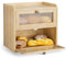 Errum 2-Layer Large Bread Box, Bread Bins for Kitchen Countertop, Double Decker Large Breads Container Front Opening Vintage Cupboard for Homemade Breads Keep Breads Fresh (Original Wood Color)