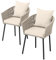 STEELSØN Gartenstuhl Nair 2er Set, Armlehnenstuhl aus Rattan, Balkonstuhl mit Sitzkissen, pulverbeschichtetes Stahlgestell, Beige
