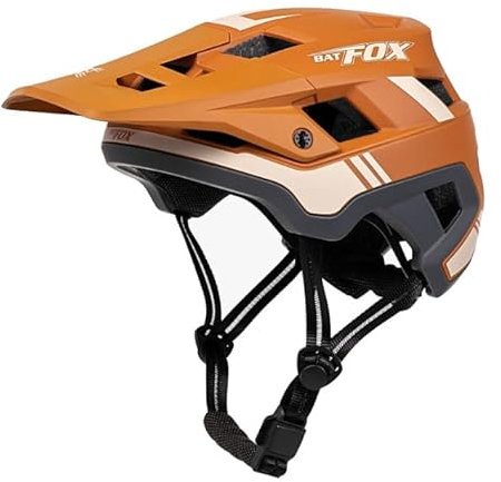 BATFOX Bike Helmet, Mountain Bike Helmet for Men Women Adults Youth, Breathable Cycling Helmet with Visor for MTB Road Bike BMX Skateboard Roller Skating Dirt Bike, (Braun, L)