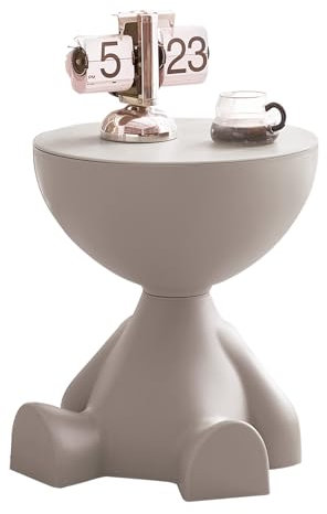 SURFOU Beistelltisch Rund mit Stauraum, Mini Couchtisch für Wohnzimmer & Schlafzimmer, Wasserdicht & Langlebig, Sofatisch Nachttisch Tischchen Modern, Vielseitig einsetzbar (Grau)