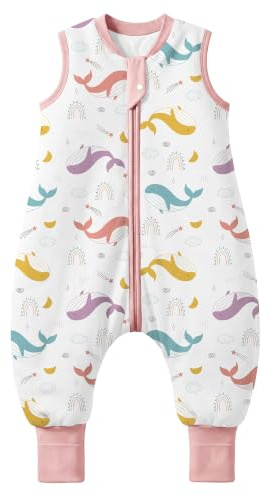 MIKAFEN Baby Schlafsack mit Füßen 2,5 Tog, Größe 70, Höhe 75–85 cm | 100% Baumwolle ärmelloser Kinder winterschlafsack,2-Wege-Reißverschluss, für Frühling, Herbst und Winter nutzbar,Regenbogen