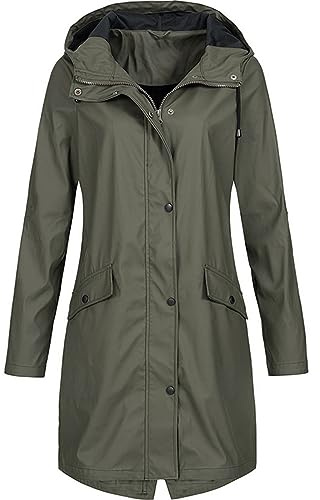 duxyoz Green Raincoat For Women Ladies Lightweight Jackets Long Waterproof Coat Rain Jackets Reusable Jacket Breathable Women Rain Coats Softshell Jacket With Hood XXL