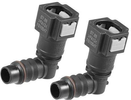 AputoXz 2pcs 90 Degree Fuel Line Quick Connectors, 5/16 to 3/8 Push-On Barb Adapter for 7.89mm to 10mm Nylon Tubing, Nylon Fuel Hose Fittings