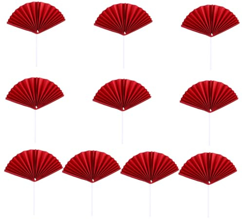 BEBEMOKO Fan Förmige Tortendeko Teiliges mit Roten Kuchenaufsätzen für Geburtstagsfeiern Kreative und Sichere Kuchendekorationen aus Hochwertigem Papier