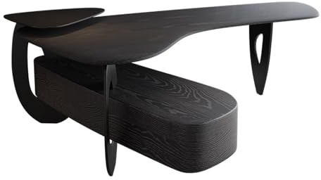 ZENGXJYCQINGJIANG Gaming Desk Modern Luxuty Corner Executive Office Desk with Side Cabinet, Large Writing Table PC Workstation with Storage, Black(S)