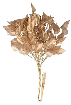 Ideen mit Herz | Deko-Zweige mit transparenten Acryl-Blättern | Deko-Floristik | Schmuckzweige | DIY | Basteln | 10 Drahtzweige mit je 7 Blättern | 18 cm lang (goldene Blätter, Goldener Draht)