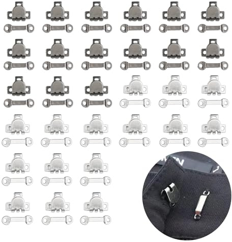 Cyberwork 30 set gancio e occhiello per cucito, gancio da cucito in rame e chiusura per pantaloni, accessori cucito per riparare pantaloni gonne maglioni e chiusure per indumenti (Nero Argento)