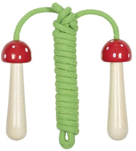 goki Springseil Holzgriffe Pilz buntes Spielzeug für Kinder