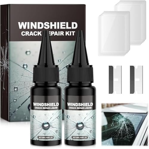 2pcs Windscreen Chip Repair Kit, Windscreen Repair Kit, Car Windshield Crack Repair Kit, Quick Glass Repair Liquid, Long-Lasting for Windscreens, Windows & Mirrors, for Most Crack Types