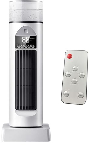 Turm AC -Klimaanlage, Kaltluftventilator, Cool Air Lüfter für Schlafzimmer, Ruhiger oszillierender bladerloser Kühler mit Fernbedienung und Wassertank, 6 Geschwindigkeitsbefeuchter für Schlafzimmer