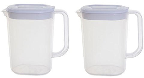 2 Plastic Fridge Jugs 1.5L Slimline Whitefurze Easy Pour Water Milk Squash Jug