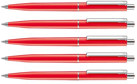 allpremio 25 Stück Kugelschreiber Rot Qualität – Mine ROT Strichstärke M – dokumentenecht nach ISO 12757-2 – Sparpack Druckkugelschreiber mit Metall Clip nachfüllbar