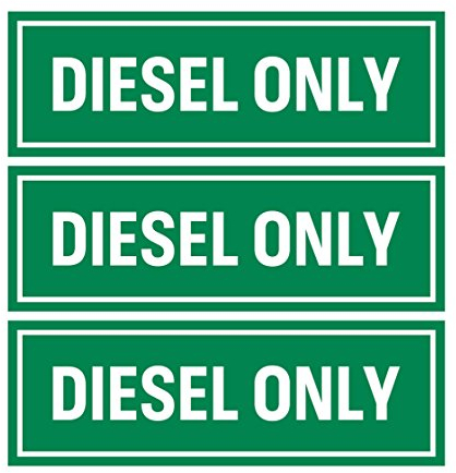 Diesel Only Sticker Sign (Pack of 3) | Adhesive Fuel Decal for Trucks, Tractors, Machinery and Equipment