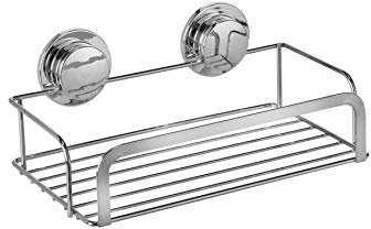 Stick N Lock 2 Adhesive Cosmetic Shower Basket Caddy, 5 Year Rust Free Guarantee, Silver