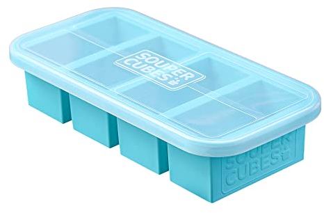 Souper Cubes 1 Cup/250 mL Silicone Freezer Tray with Lid, Perfect for Storing Soup, Broth, Sauces, Batch Cooking and More, Oven-Safe Silicone Freezer Moulds - Aqua - 1-Pack