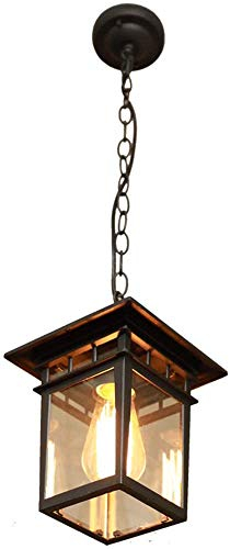 Retro Schwarz Pendelleuchte Außen/Innen Wasserdichter IP23 Aluminiumguss/Glas E27 Höhenverstellbar Hängeleuchte Pavillon Villa Grape Rack Balkon Dekorative Hängelampe 18.5 * 23cm