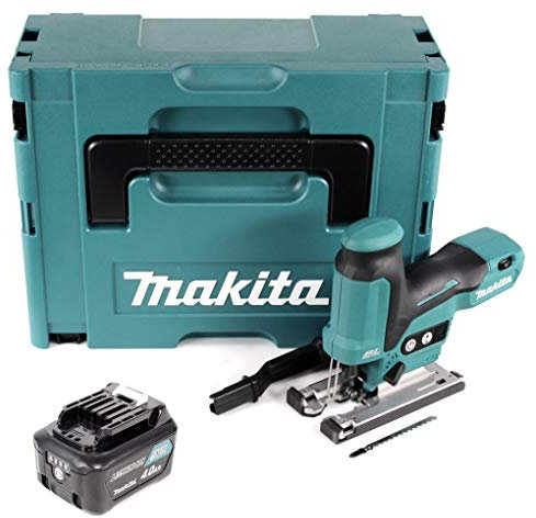 Makita JV 102 DM1J Scie sauteuse pendulaire sans chargeur 10,8 V dans coffret Makpac + 1 batterie BL 1040 4,0 Ah