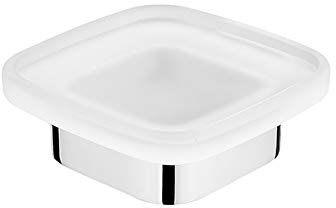 Nimco Kibo - Dispensador de jabón con Soporte, Cristal Esmerilado/Cromo Ki 14059C-26