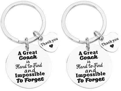YF FY 2 Stück Coach Schlüsselanhänger Sport Trainer Geschenke für Männer Frauen Dankeschön Schlüsselanhänger für Fußball Basketball Baseball Schwimmen Fußball Trainer, silber, Large